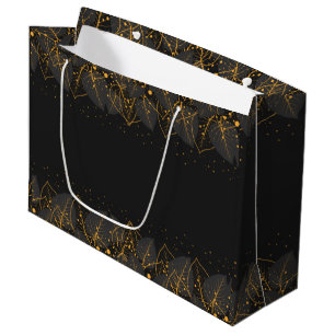 Black with Gold Leaf Border Large Gift Bag