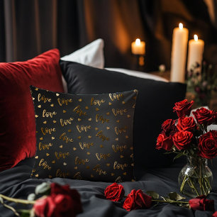Black with Gold Love Cushion