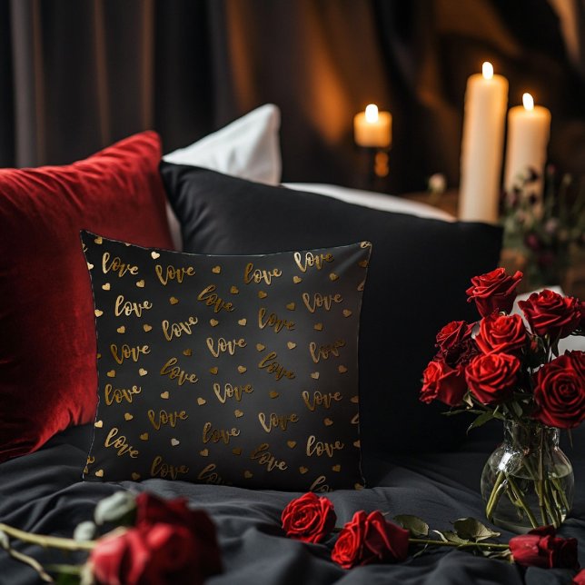 Black with Gold Love Cushion (Creator Uploaded)