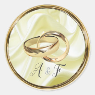 Black with Gold on Champagne Silk Classic Round Sticker