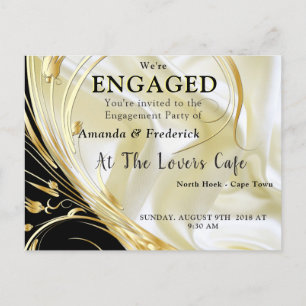 Black with Gold on Champagne Silk Invitation Postcard
