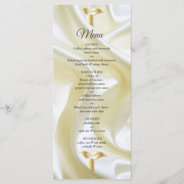 Black with Gold on Champagne Silk Menu (Front)
