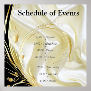 Black with Gold on Silk texture Poster