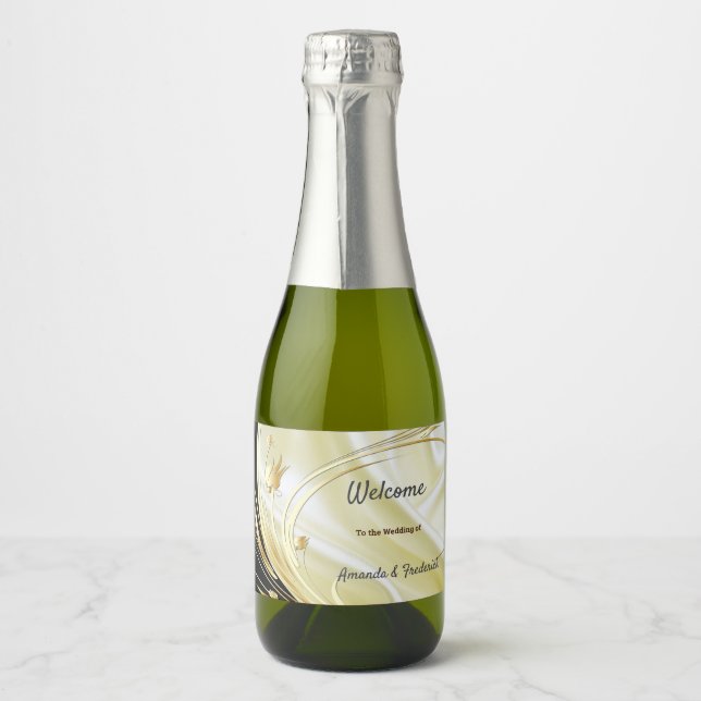 Black with Gold on Sparkling Wine Silk Label (Front)