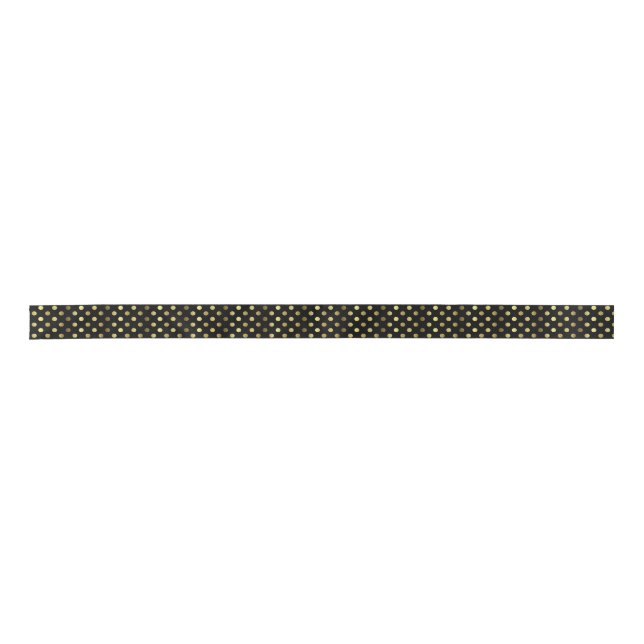 Black with Gold Polka Dots Ribbon Satin Ribbon (Front)