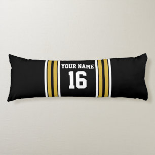 Black with Gold White Stripes Team Jersey Body Cushion