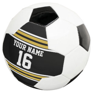 Black with Gold White Stripes Team Jersey Soccer Ball