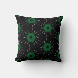 Black with Green Dot Pattern Kaleidoscope Cushion