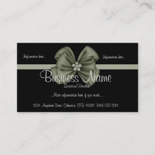 Black with Green Ribbon/Bow Business Card