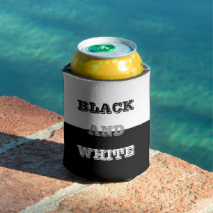 Black With Grey Text On Black Solid Colour Can Cooler