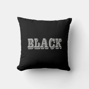 Black With Grey Text On Black Solid Colour Cushion