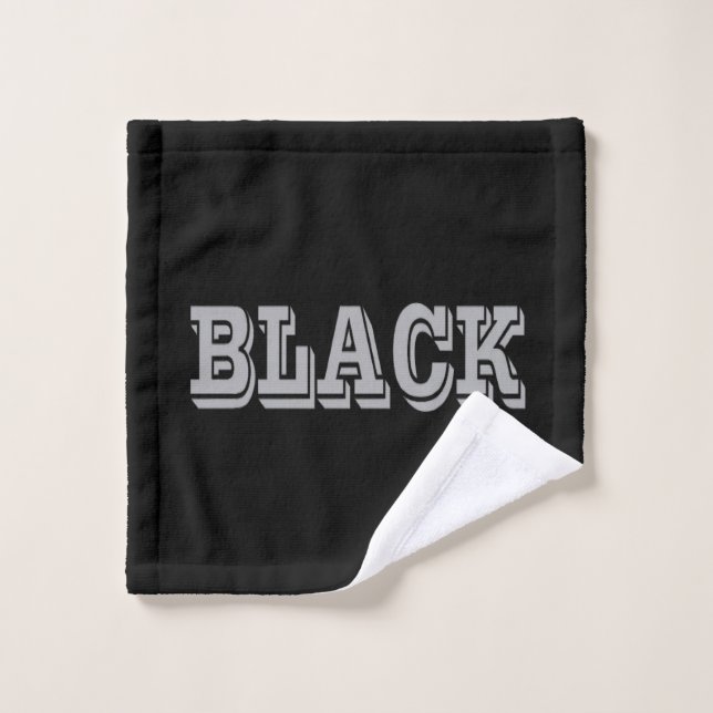 Black With Grey Text On Black Solid Colour  Wash Cloth (Wash Cloth)