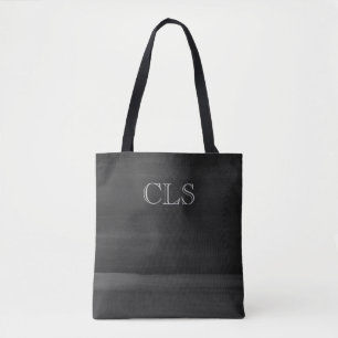 Black With Grey Watercolor Brushstrokes Initials Tote Bag