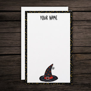 Black With Hat Stars Spider Orange Dots Stationary Stationery