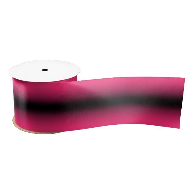 Black with Hot Pink Edges Gradient Satin Ribbon (Spool)