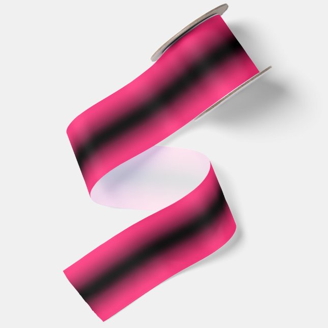 Black with Hot Pink Edges Gradient Satin Ribbon (Front+Back)