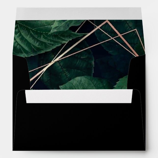 Black with Leaf Print A7 Envelope (Back (Bottom))