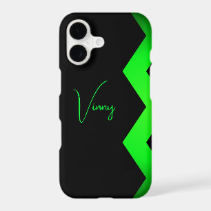 Black with Lime Green Zigzag Custom Name