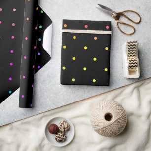 Black with Multicolour Polka Dots Wrapping Paper