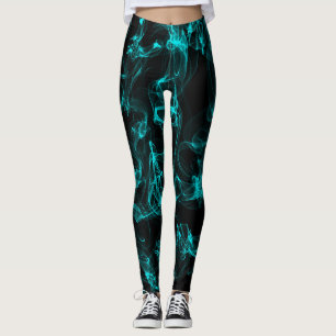 Black with Neon Green Liquide Smoke Pattern Leggings