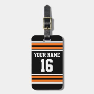 Black with Orange White Stripes Team Jersey Luggage Tag
