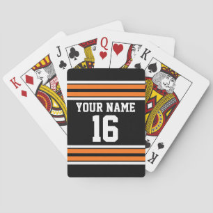 Black with Orange White Stripes Team Jersey Playing Cards