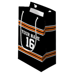 Black with Orange White Stripes Team Jersey Small Gift Bag