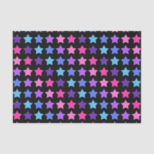 BLACK WITH PINK BLUE PURPLE STARS TISSUE PAPER