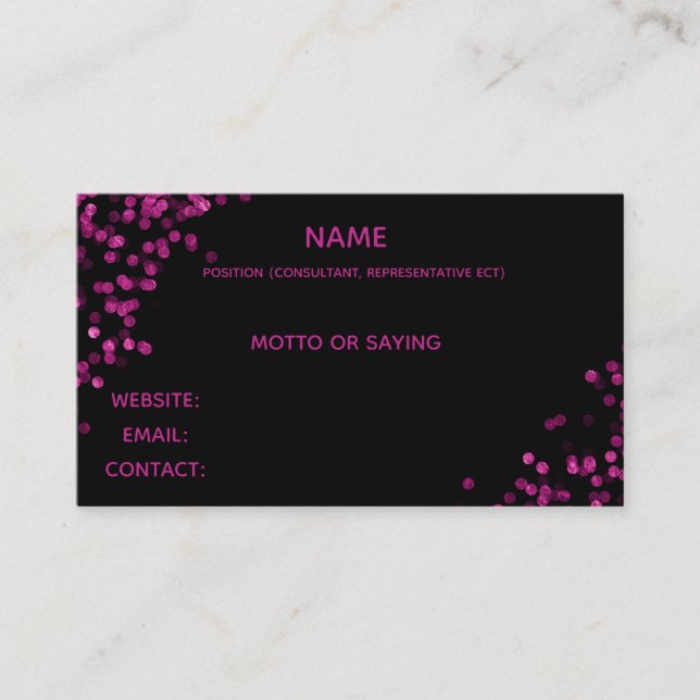 Black with Pink Design Business Card (Front)