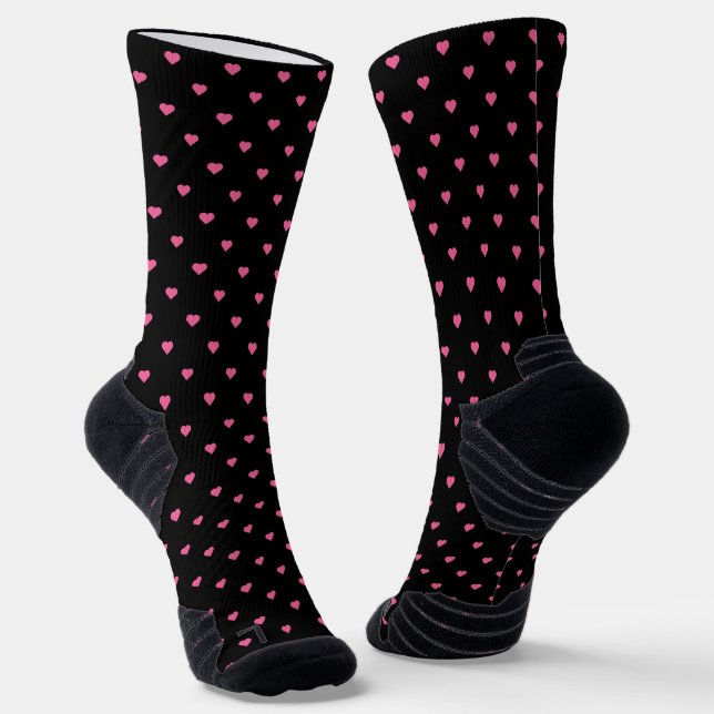 black with pink hearts socks (Angled)
