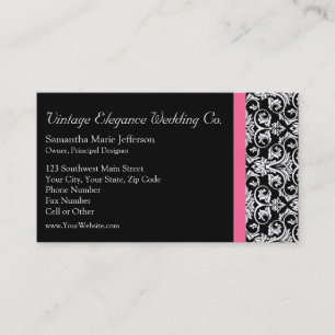 Black with Pink Passion Damask Business Card