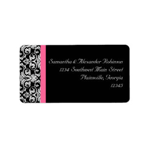 Black with Pink Passion Damask Label