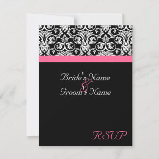Black with Pink Passion Wedding Matching RSVP Card