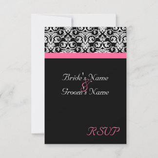 Black with Pink Passion Wedding Matching RSVP Card