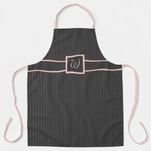 Black with Pink Pinstripes All-Over Print Apron
