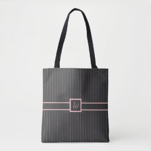 Black with Pink Pinstripes All-Over-Print Bag