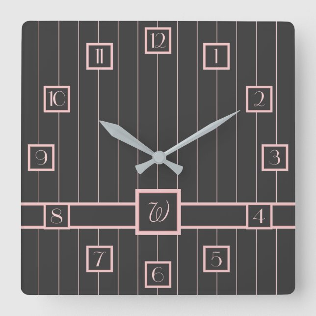 Black with Pink Pinstripes Clock (Front)