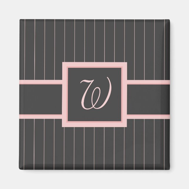 Black with Pink Pinstripes Magnet (Front)
