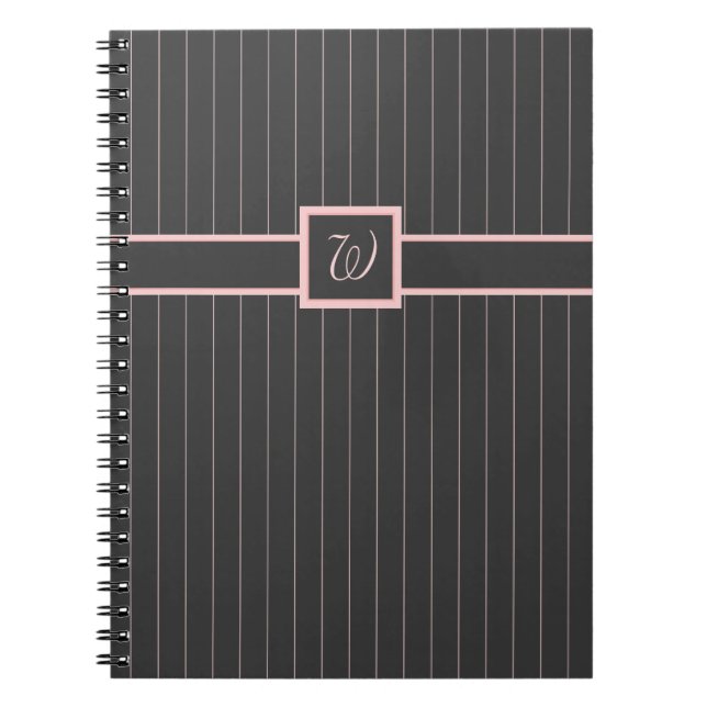Black with Pink Pinstripes Notebook (Front)
