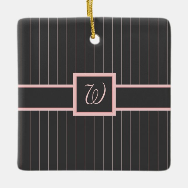 Black with Pink Pinstripes Ornament (Front)