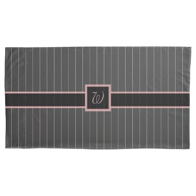 Black with Pink Pinstripes Pillow Case (Front)