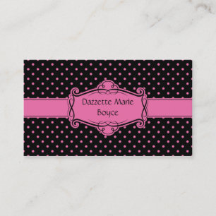 Black with Pink Polka Dots Business Card
