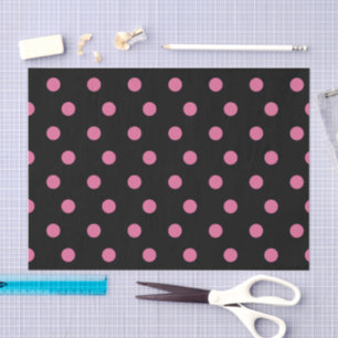 Black with pink polka dots tissue paper