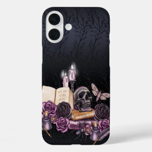 BLACK WITH PINK SPOOKY HALLOWEEN THEMED ITEMS iPhone 16 PLUS CASE