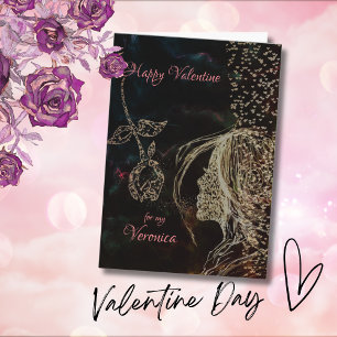 Black with Pink text Valentine's Day Card
