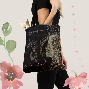 Black with Pink text  Valentine's Day Card Tote Bag