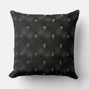 BLACK WITH PURPLE GOLD GREEN FLEUR DI  LIS CUSHION