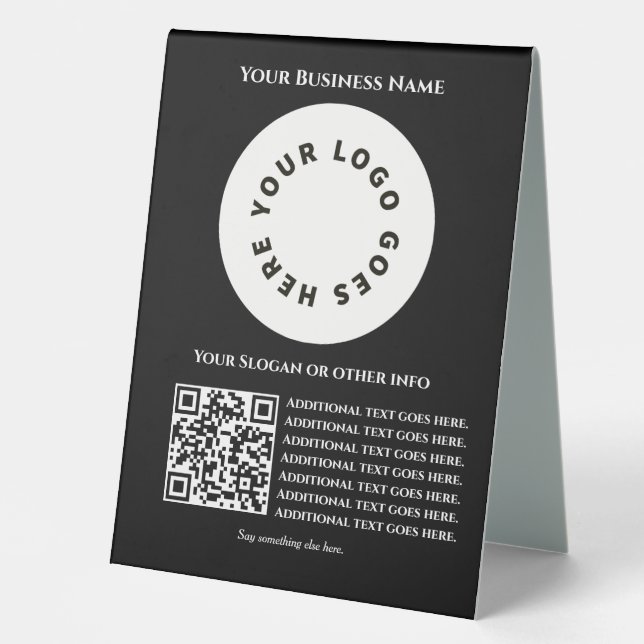 Black with QR code add your own text and logo (Front)