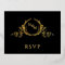 Black with Real Gold Foil Wedding RSVP Postcard