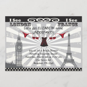 Black with Red Bridal Shower Invitations